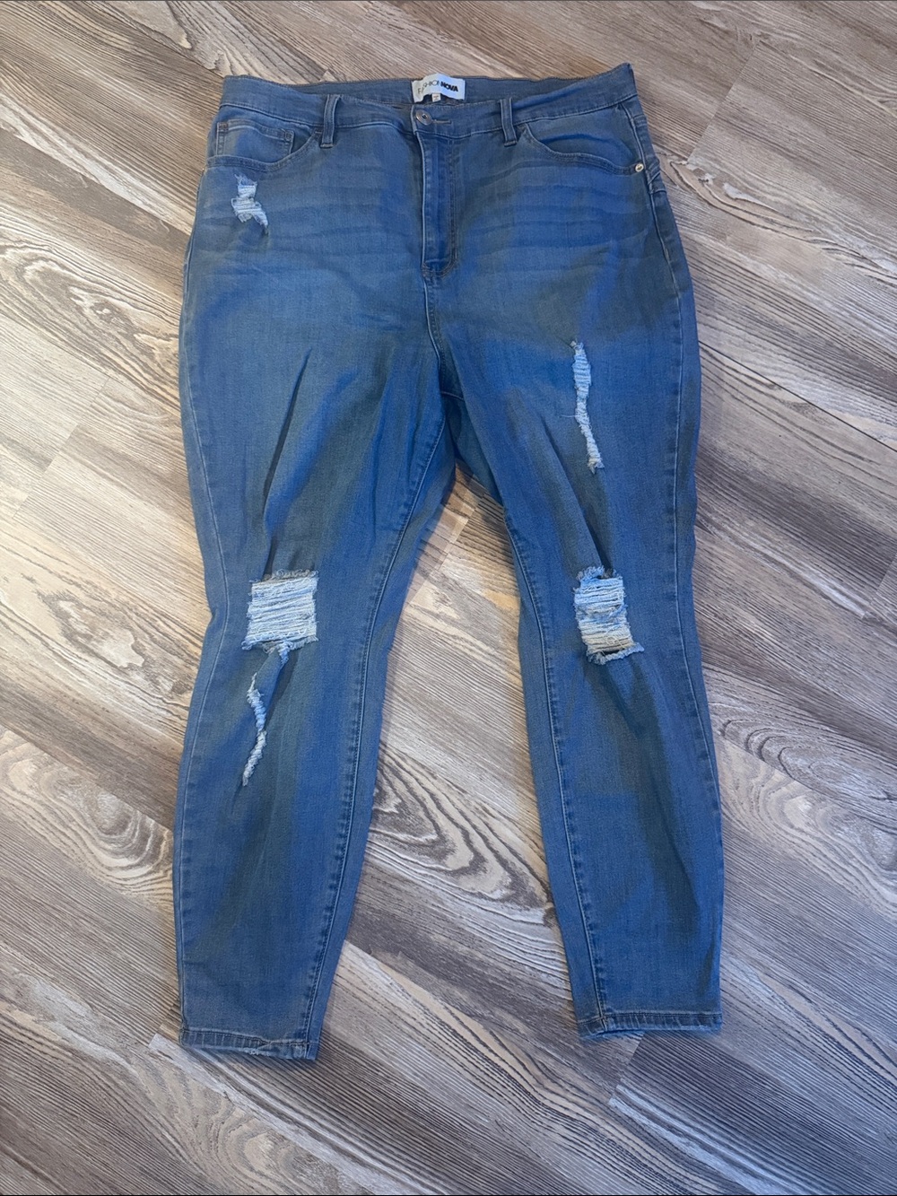 Fashion Nova Distressed Blue Skinny Jeans